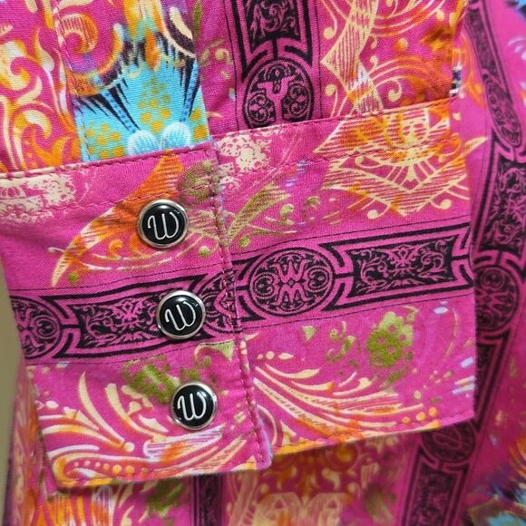 Wrangler Pink Pearl Snap Long Sleeve Western Shirt Size XL Cowgirl Country Rodeo - Picture 11 of 16